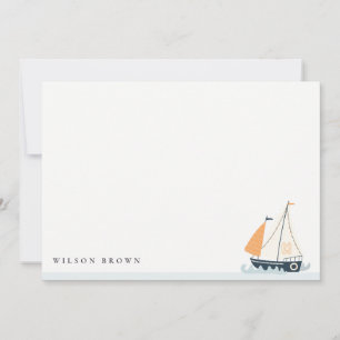 Carte De Correspondance Cute Nautical Blue Sailboat Pastel Anniversaire de