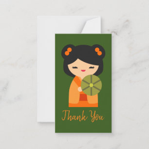 Carte De Correspondance Cute orange Kokeshi poupées japonaises