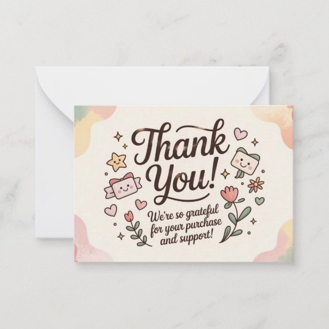 Carte De Correspondance Cute Pastel Thank You Card  (Devant)