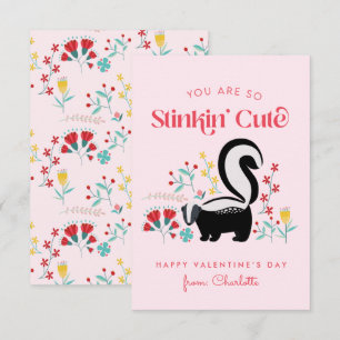Carte De Correspondance Cute Pink Skunk Classroom Valentine
