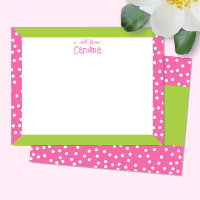 Cute Pois Rose Vert Cadre Fille Papeterie