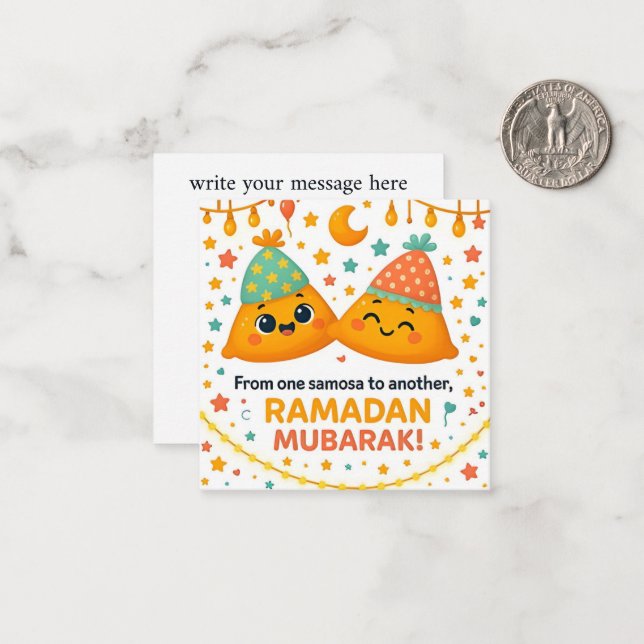 Carte De Correspondance Cute Ramadan Mubarak  (Devant/Arrière en situation)