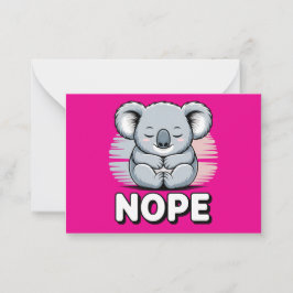 Carte De Correspondance Cute Sleeping Koala “Nope” Funny Cartoon