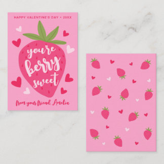 Carte De Correspondance Cute Strawberry Sweet Berries Hearts Valentines