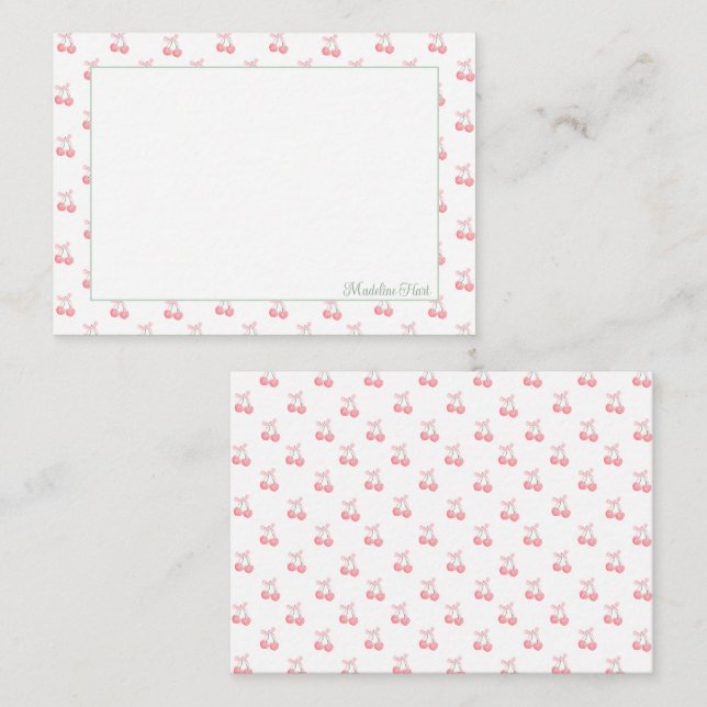 Carte De Correspondance Cute Tendance Cerises Personnalisées (Devant / Derrière)