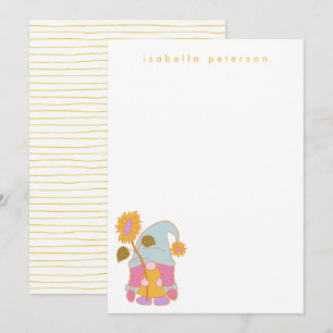 Carte De Correspondance Cute Tournesol Gnome Pastel Nom personnalisé 