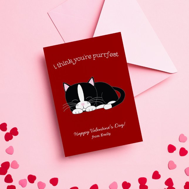 Carte De Correspondance Cute Tuxedo Cat Classroom Valentines (Créateur téléchargé)