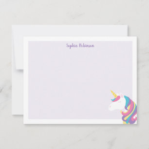 Carte De Correspondance Cute Unicorn Kids Purple Papier à lettres personna