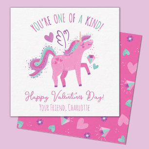 Carte De Correspondance Cute Valentines Day Kids Classe Unicorn