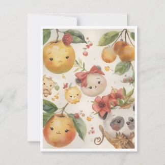 Carte De Correspondance Cutie Fruitie Flat Note Card