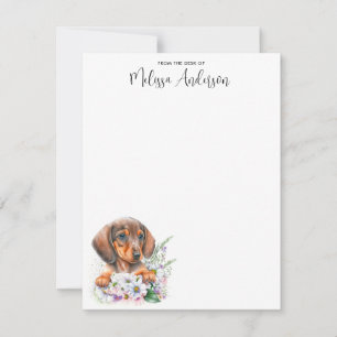 Carte De Correspondance Dachshund Chien Cute Chiot Aquarelle Personnalisée