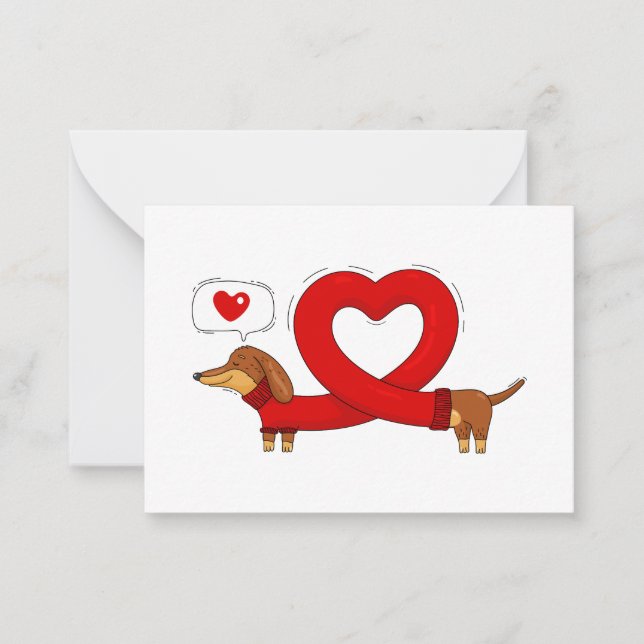 Carte De Correspondance Dachshund et coeur (Devant)