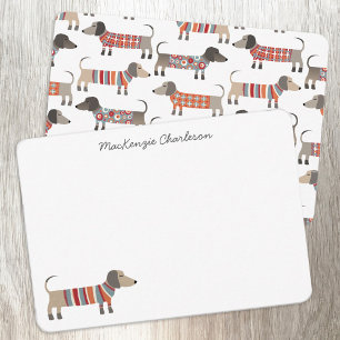 Carte De Correspondance Dachshund Saucisse Chien Papeterie personnalisée