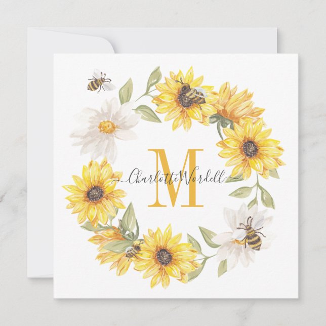 Carte De Correspondance Daisies Monogramme (Devant)