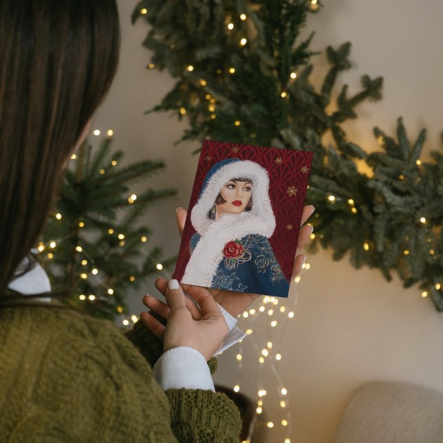 Carte De Correspondance Dame de Noël rétro vintage Art Déco  (Créateur téléchargé)