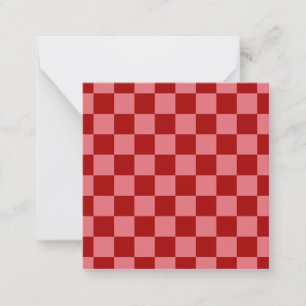 Carte De Correspondance Damier rouge bonbon et rose bonbon