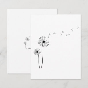 Carte De Correspondance Dandelion noir et blanc soufflant dans le vent