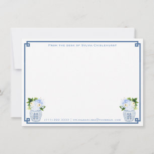 Carte De Correspondance De la part de Blue White Green Chinoiserie Chic