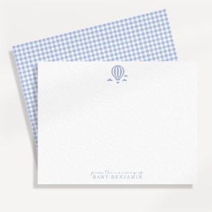 Carte de correspondance de nursery en vichy bleu a