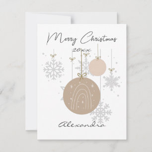 Carte De Correspondance Décor pastel personnalisé et flocons de neige rose