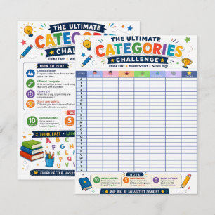 Carte De Correspondance Défi ultime des catégories jeu imprimable
