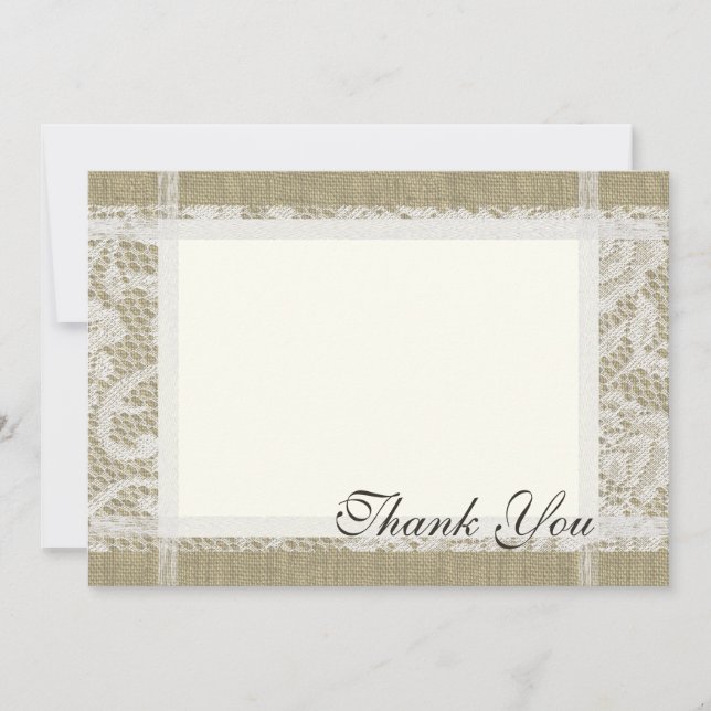 Carte De Correspondance Dentelle et Burlap Pays Romance 7x5 (Devant)