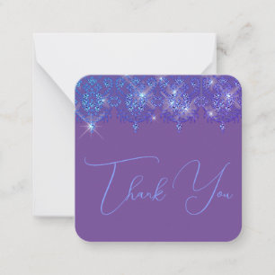 Carte De Correspondance dentelle Merci bleu et violet élégant éclat