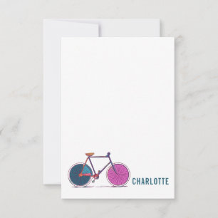 Carte De Correspondance Dessin d'art coloré à bicyclette Nom personnalisé