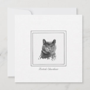 Carte De Correspondance Dessin de charbon de chat court britannique