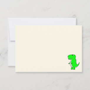 Carte De Correspondance Dessin de dinosaure vert sur fond crème blanc cass