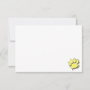 Carte De Correspondance Dessin de patte de chien avec éclaboussure d'or su