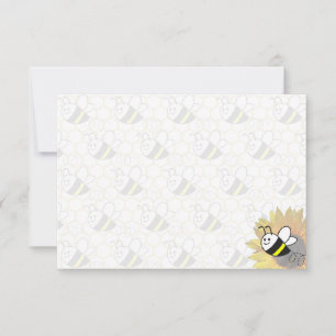 Carte De Correspondance Dessin de tournesol d'abeille à miel vierge
