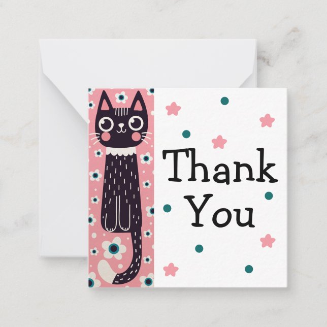 Carte De Correspondance Dessin Whimsical Quirky Doodé noir Chat (Devant)