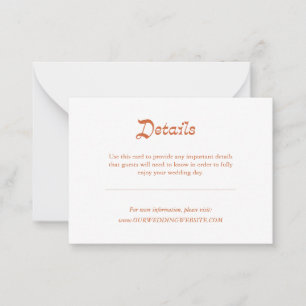 Carte De Correspondance Détails du Mariage d'automne minimaliste simple Or