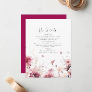 Carte De Correspondance Détails du Mariage Fuschia