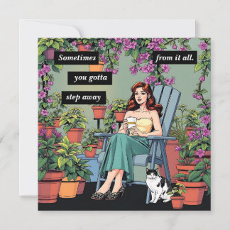 Carte De Correspondance Détendez-vous avec café, chats et Plantes