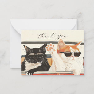 Carte De Correspondance Deux chats mignons Merci