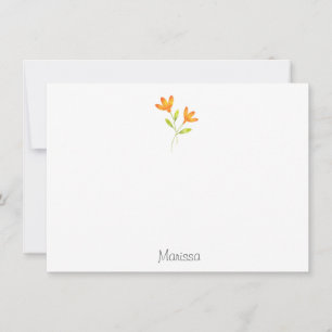Carte De Correspondance Deux fleurs d'aquarelle orange