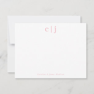 Carte De Correspondance Deux Monogrammes initiaux Pink Couple Papier