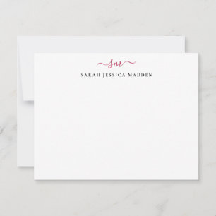 Carte De Correspondance Deux Monogrammes Modernes Script Girl Burgundy