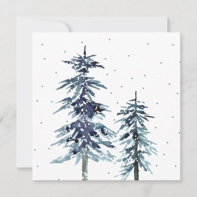 Carte De Correspondance Deux pins d'hiver aquarelle 2 (Devant)