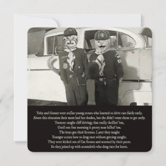 Carte De Correspondance Deux Scouts Chats se précipitent sur la route de l