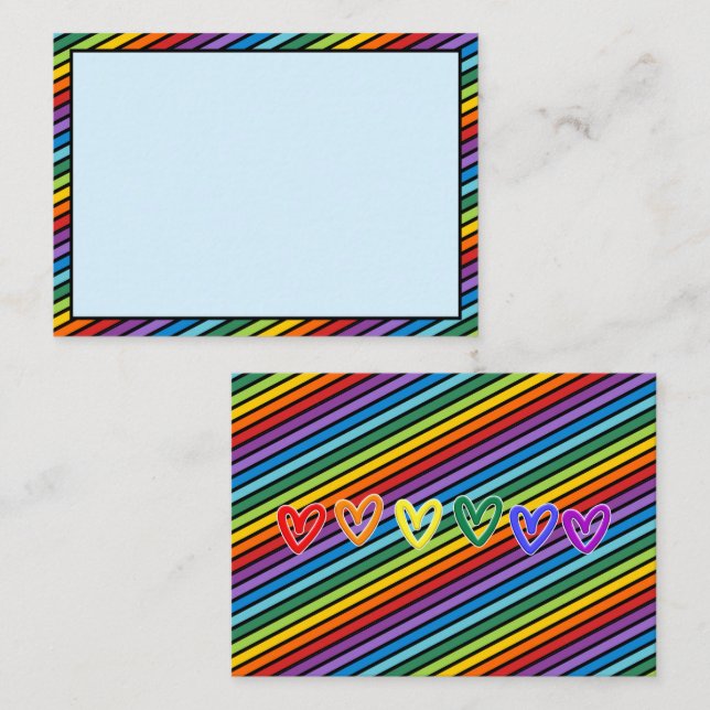 Carte De Correspondance Diagonal Stripes, LGBTQ+ Rainbow Pride Note (Devant / Derrière)