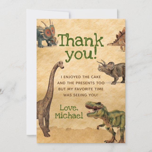 Carte De Correspondance Dinosaur Merci Cartes, Merci notes (Devant)