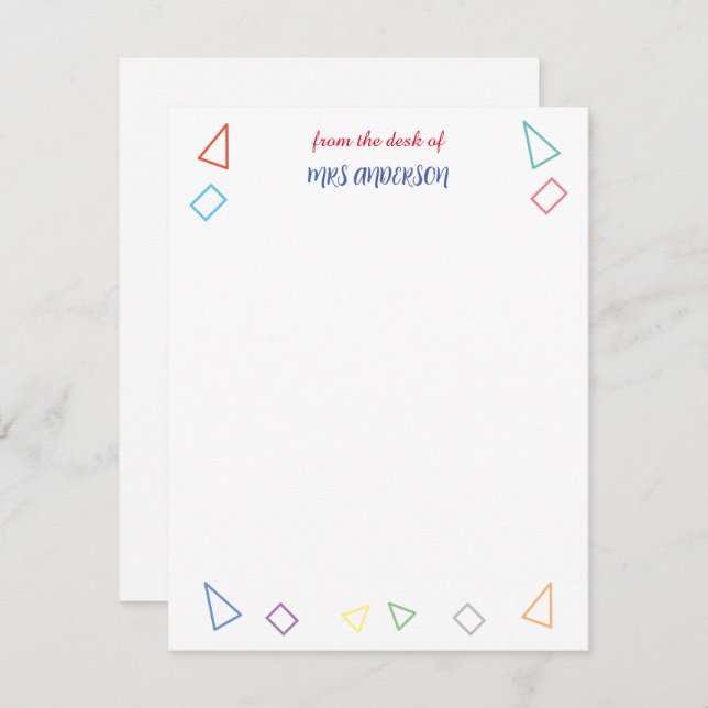 Carte De Correspondance Don d'appréciation de l'enseignant (Devant / Derrière)