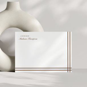 Carte De Correspondance Double bordure Brown de script minimaliste