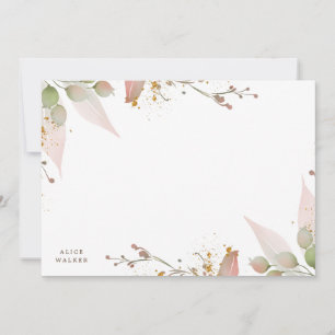 Carte De Correspondance douce aquarelle or hiver verdure