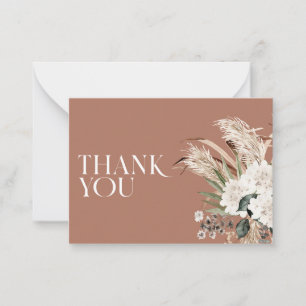 Carte De Correspondance Douche nuptiale pampas herbe terre cuite merci