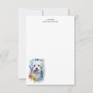 Carte De Correspondance Doux Aquarelle Maltese Chien Merci personnalisé