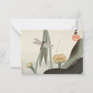 Carte De Correspondance Dragonfly and Lotus, 1920 par Ohara Koson